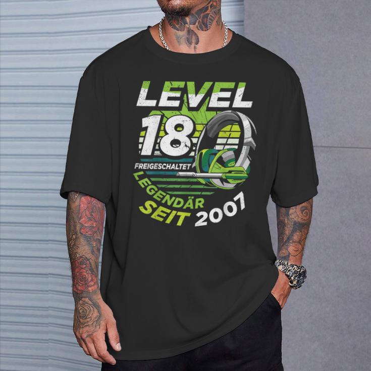 Level 18 Birthday Boy Gamer Man Decoration Age 2007 T-Shirt Geschenke für Ihn