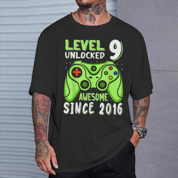 Level 9 Unlocked Awesome 2016Ideospiel 9Th Birthday Boy T-Shirt Geschenke für Ihn