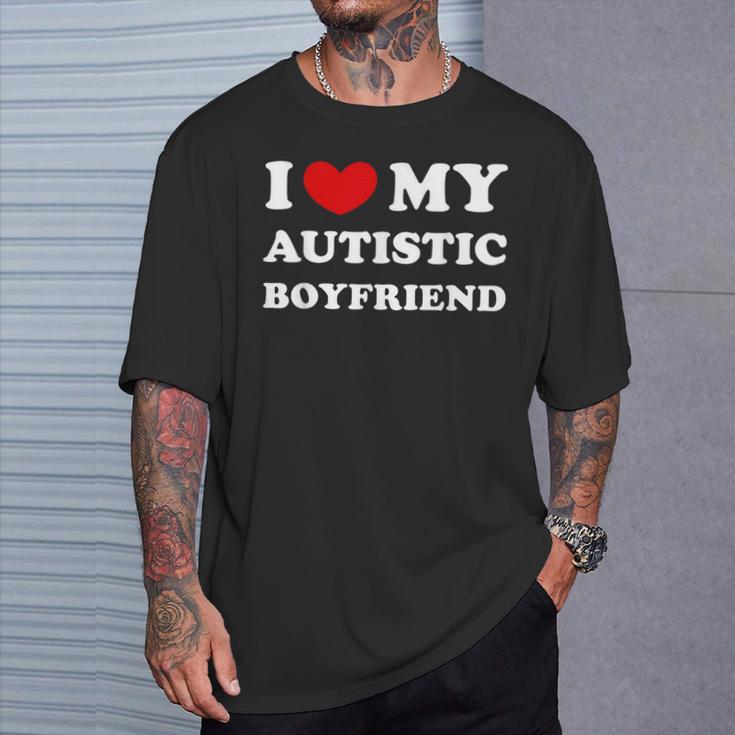 I Love My Autistic Boyfriend Love My Autistic Friend T-Shirt Geschenke für Ihn