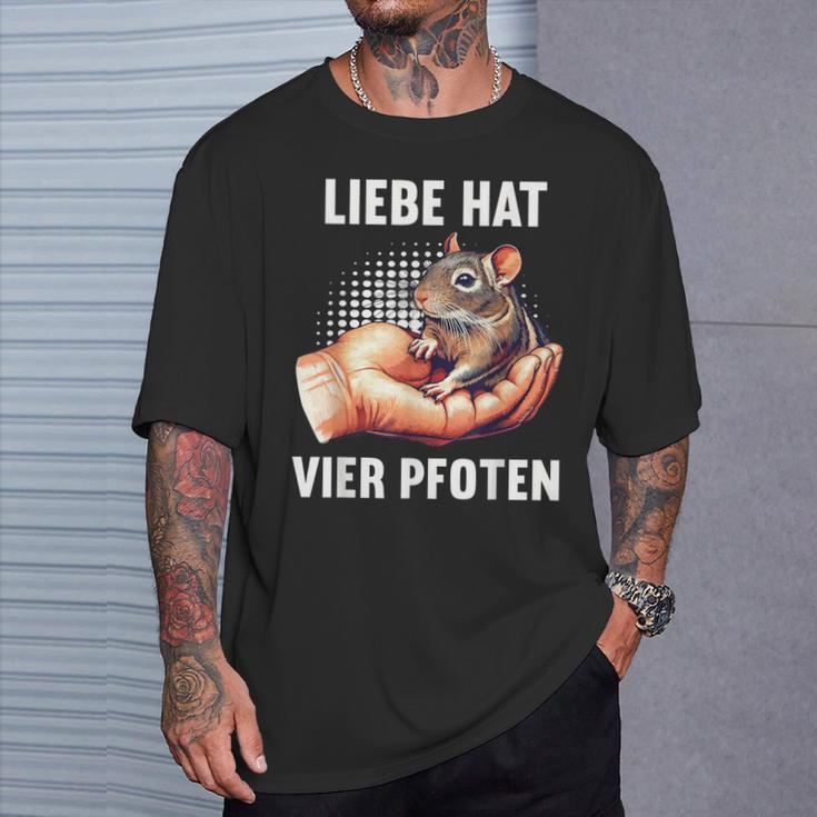 With Love Has Four Paws Degu Degus Owner Deguhalter T-Shirt Geschenke für Ihn