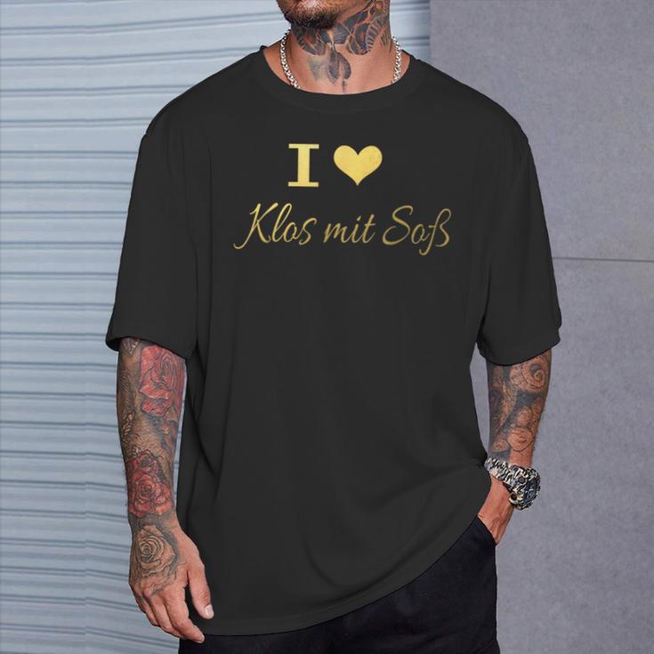 I Love Klos With Sauce Franken Dumplings Upper Franken Heart T-Shirt Geschenke für Ihn