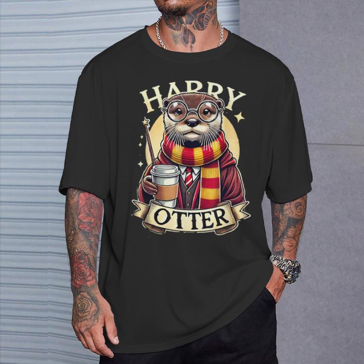 Lustiger Harry Otter Coffee Drinking T-Shirt Geschenke für Ihn