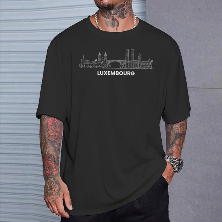 Luxemburg Skyline Luxemburg T-Shirt Geschenke für Ihn