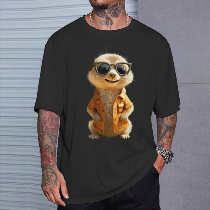 Meerkat With Sunglasses Animal Lovers Cute Surikate T-Shirt Geschenke für Ihn