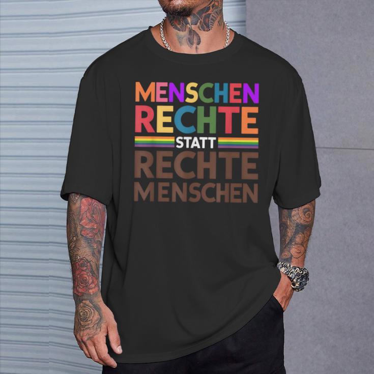 Menschenrechte Statt Rechte Menschen Regenbogen Spruch T-Shirt Geschenke für Ihn