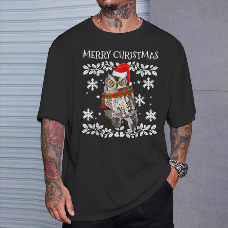 Merry Christmas Ornament Whiskered Screech-Owl Ugly Xmas T-Shirt Gifts for Him