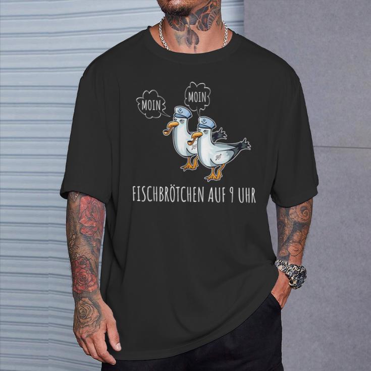 Moin Fish Buns Seagull North German Platgerman T-Shirt Geschenke für Ihn