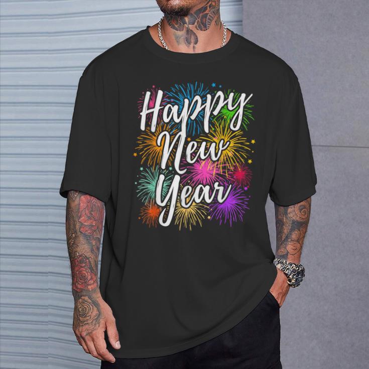 New Year's Eve Party Outfit Decoration Fireworks New Year Happy New Year T-Shirt Geschenke für Ihn