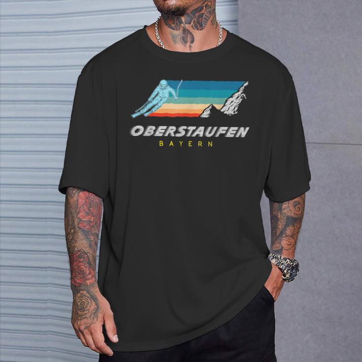 Oberstaufen Bayern Germany Retro 80S Ski T-Shirt Geschenke für Ihn