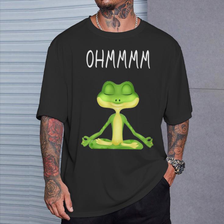 Ohmmmm With Saying Frog Meditation S T-Shirt Geschenke für Ihn