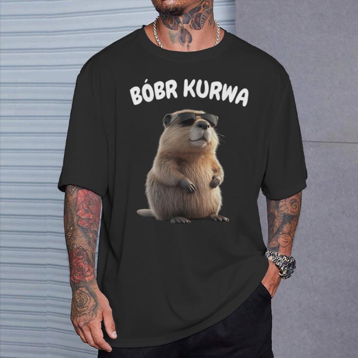 Polish Beaver Saying Bober Kurwa Yes Pierdole Bobr T-Shirt Geschenke für Ihn