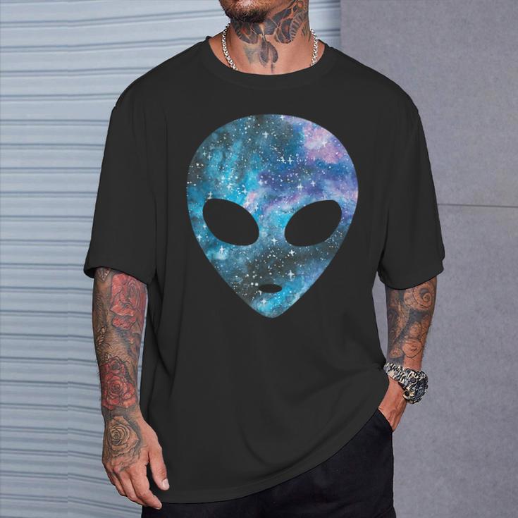 Psychedelic Alien Head Cosmic Galaxy Trippy Outer Space T-Shirt Geschenke für Ihn