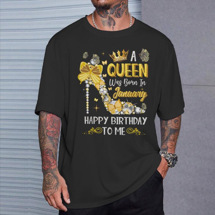 A Queen Was Born In January Happy Birthday T-Shirt Geschenke für Ihn