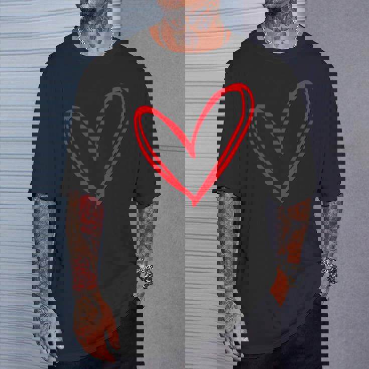 Red Heart Cool Love Heart Graphic Valentines T-Shirt Gifts for Him