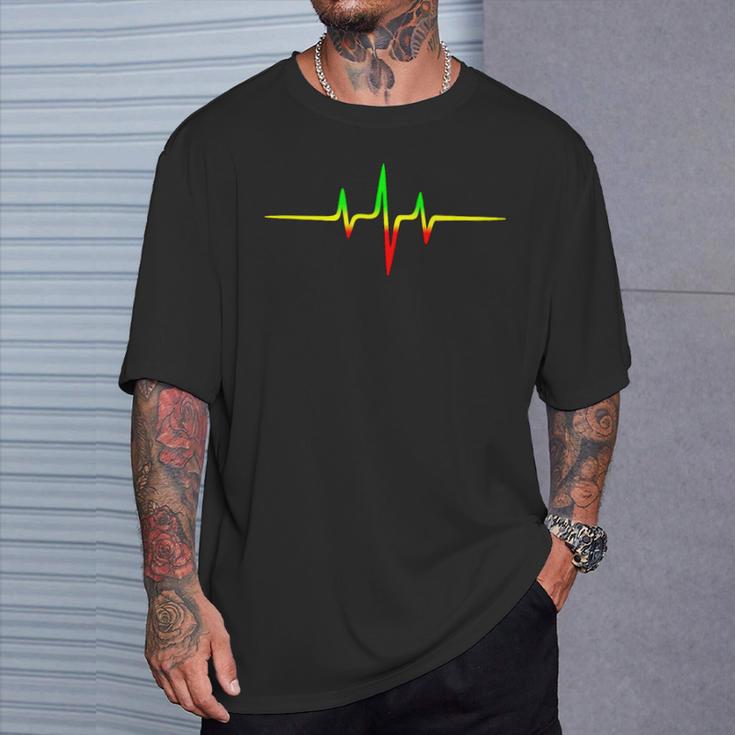 Reggae Heartbeat Pulse Frequency Music Wave Colours T-Shirt Geschenke für Ihn