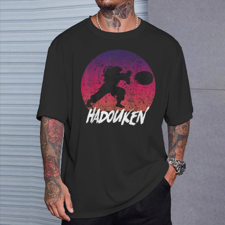 Retrointage Hadouken Fighter T-Shirt Geschenke für Ihn