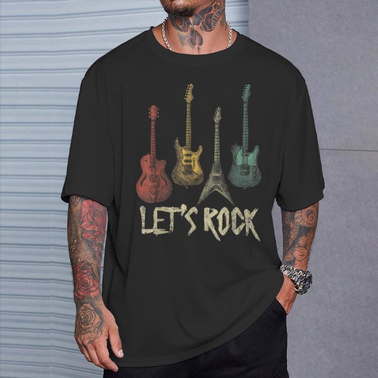 Lets Rock N Roll Guitar Retro Women's T-Shirt Geschenke für Ihn