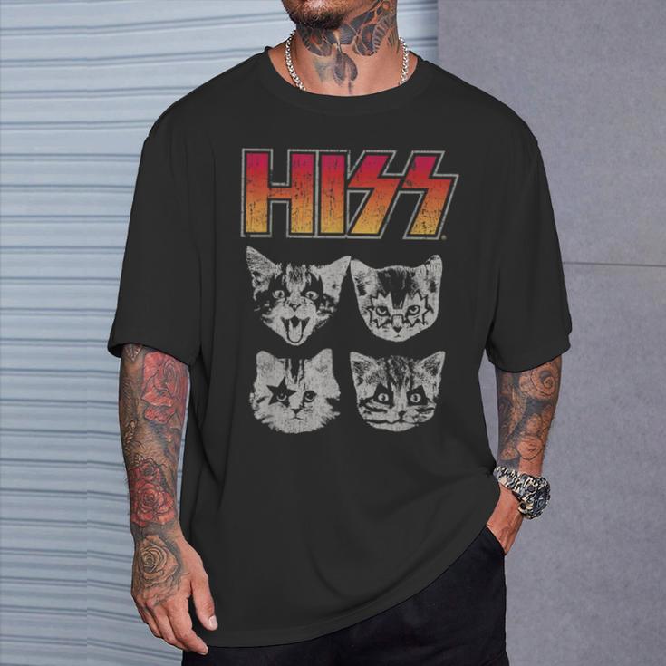 Hiss Cat Cats Kitten Rock Music Cat Lovers Hiss T-Shirt Geschenke für Ihn