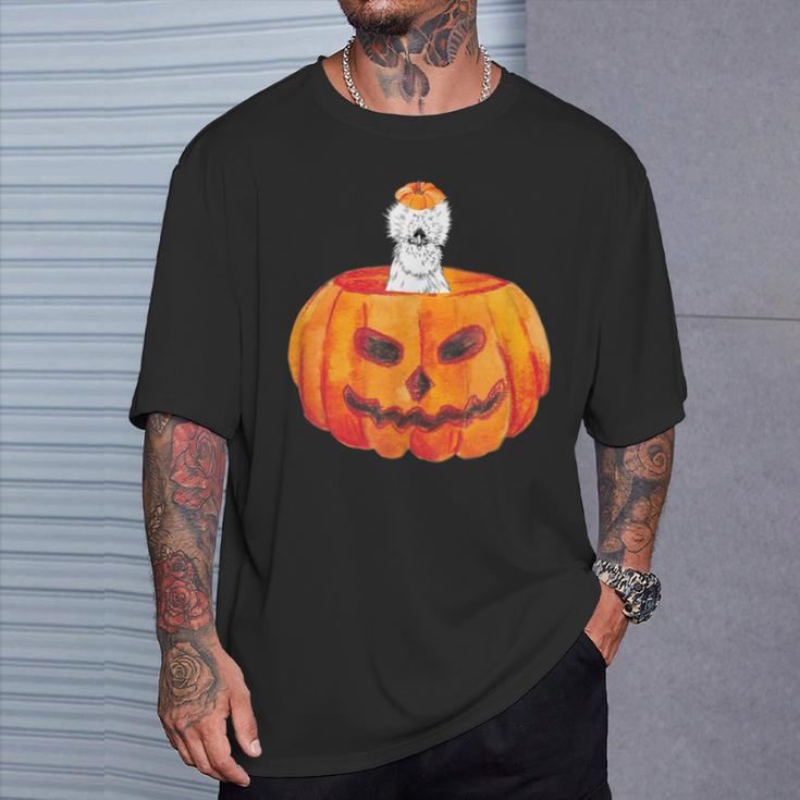 Silkie Chicken Happy Halloween Pumpkin Farm Animal Lover T-Shirt Gifts for Him