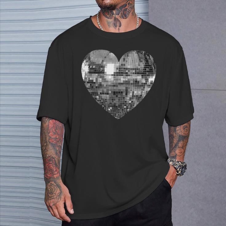 Silver Disco Ball Heart T-Shirt Geschenke für Ihn