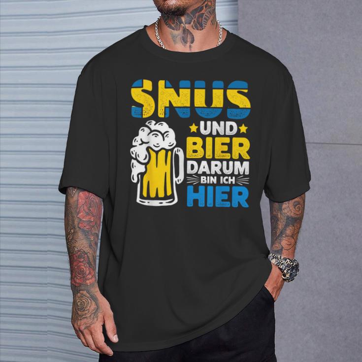 Snus Darum Bin Ich Hier Swedish Chewing Tobacco T-Shirt Geschenke für Ihn