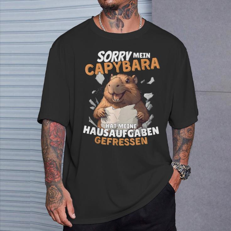 Sorry Mein Capybara Hat Meine Hausaufgaben Gefressen T-Shirt Geschenke für Ihn