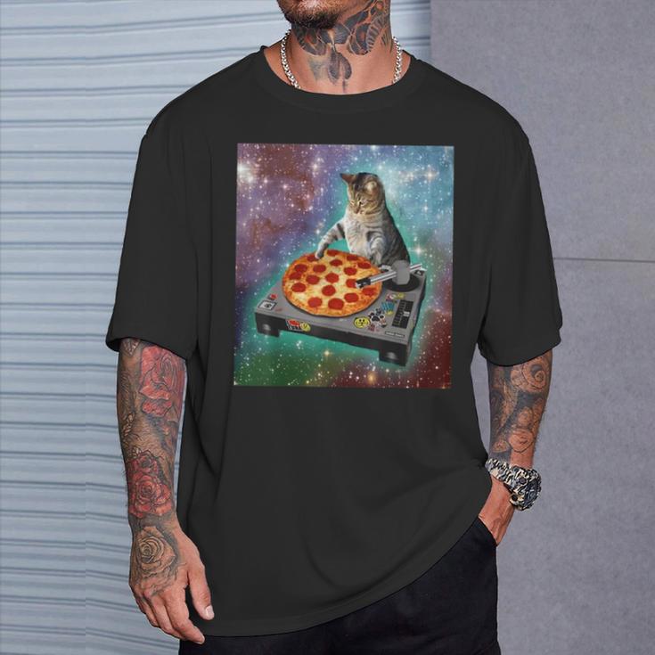 Space Galaxy Universe Cat Pizza Dj Cute Cosmic T-Shirt Geschenke für Ihn