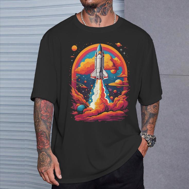 Space Travel With Space Shuttle Rocket Astronaut Dream T-Shirt Geschenke für Ihn