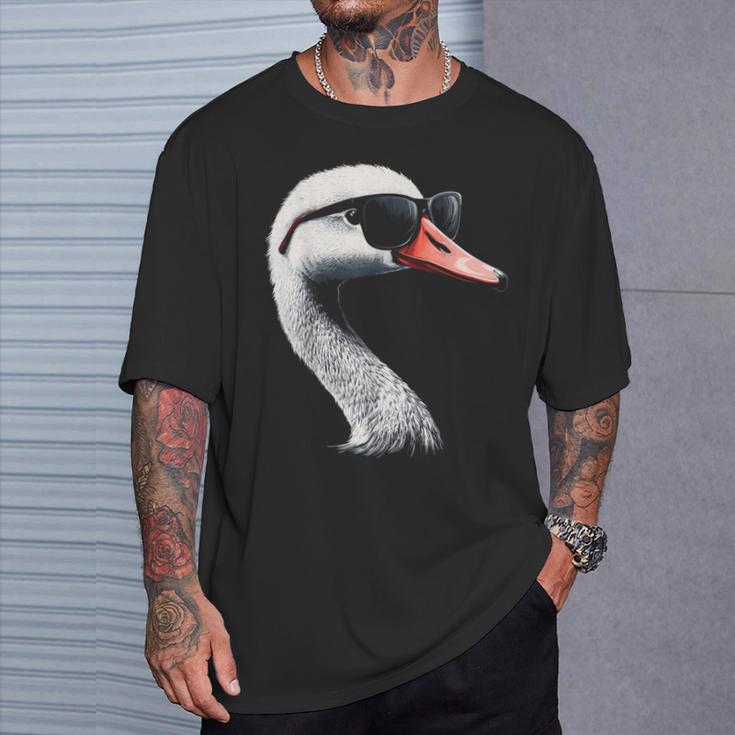 Swan Bird Graphic Animal Illustration Sunglasses Swan T-Shirt Geschenke für Ihn