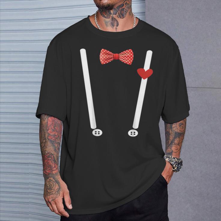 Valentine's Day Costume Hearts Bow Tie & Braces T-Shirt Geschenke für Ihn