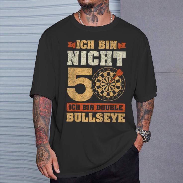 Vintage 50Th Birthday Dart Saying Double Bullseye T-Shirt Geschenke für Ihn