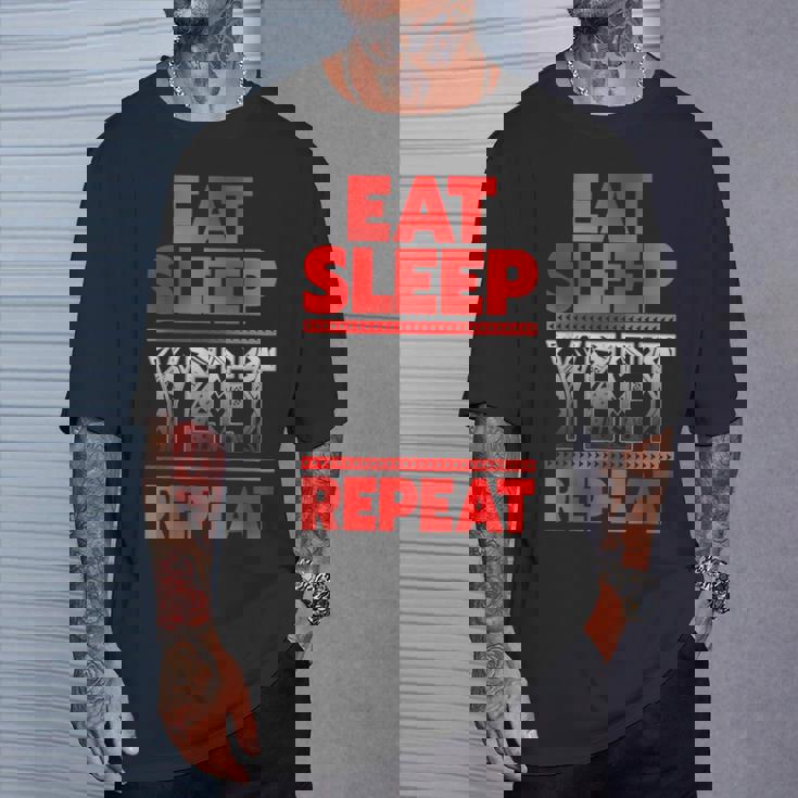 Vintage Yeet Apparel Saying Eat Sleep Repeat T-Shirt Gifts for Him