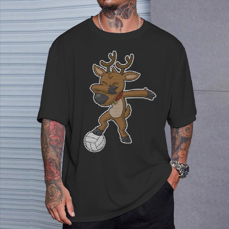 Volleyball Dabbing Reindeer Christmas Knit Pattern Dab Premium T-Shirt Gifts for Him