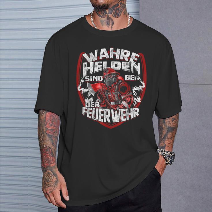 Wahre Helden Sind Bei Der Feuerwehrmann T-Shirt Geschenke für Ihn