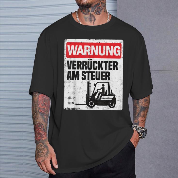 Warning Crazy Forklift S T-Shirt Geschenke für Ihn