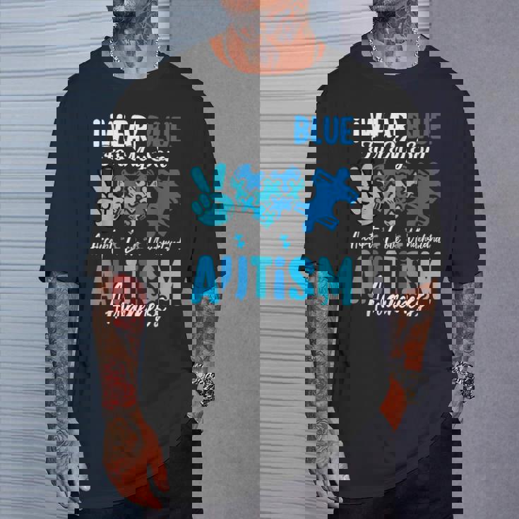 I Wear Blue For My Son Autism Awareness Mom Dad Parents T-Shirt Gifts for Him