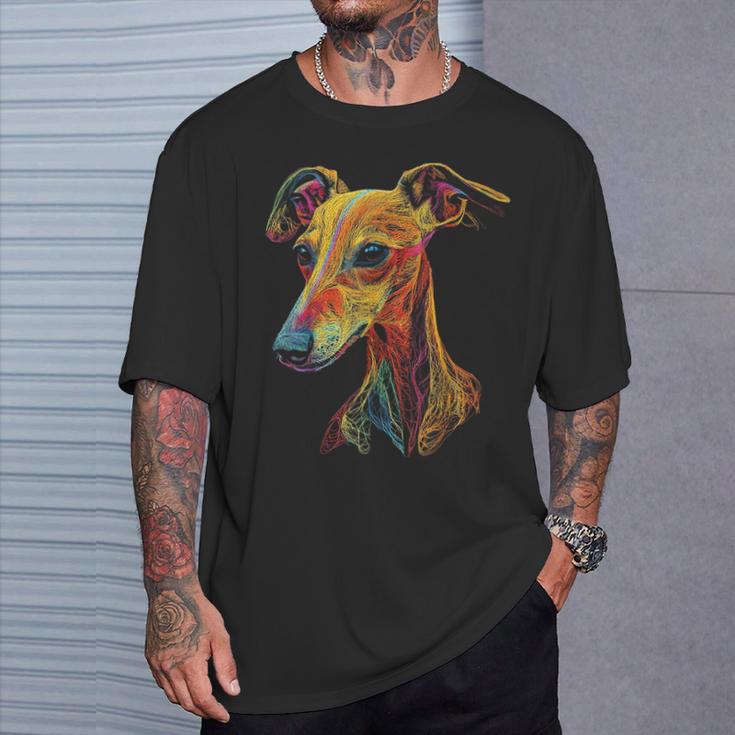 Whippet Dog Motif Pet Illustration Colourful Whippet T-Shirt Geschenke für Ihn