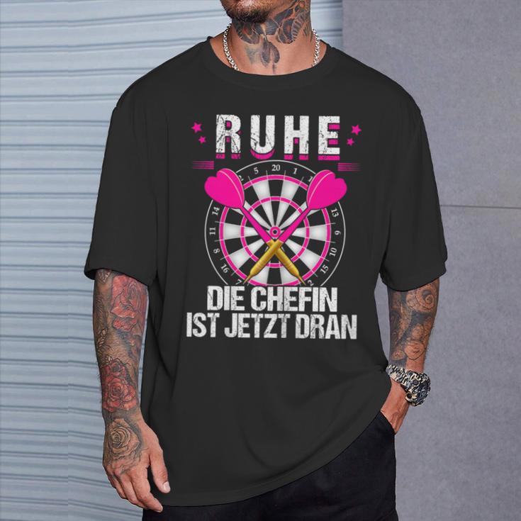 Women's Rest Die Chefin Ist Jetzt Dran Darts Dartter Women's Dart T-Shirt Geschenke für Ihn