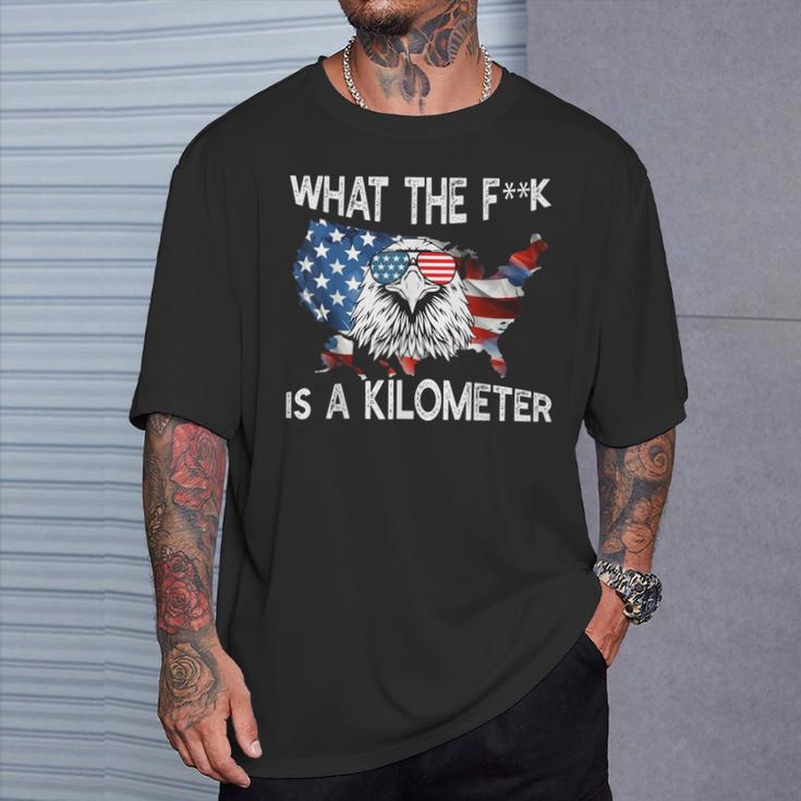 Wtf What The Is A Kilometer George Washington 4Th Of July T-Shirt Geschenke für Ihn