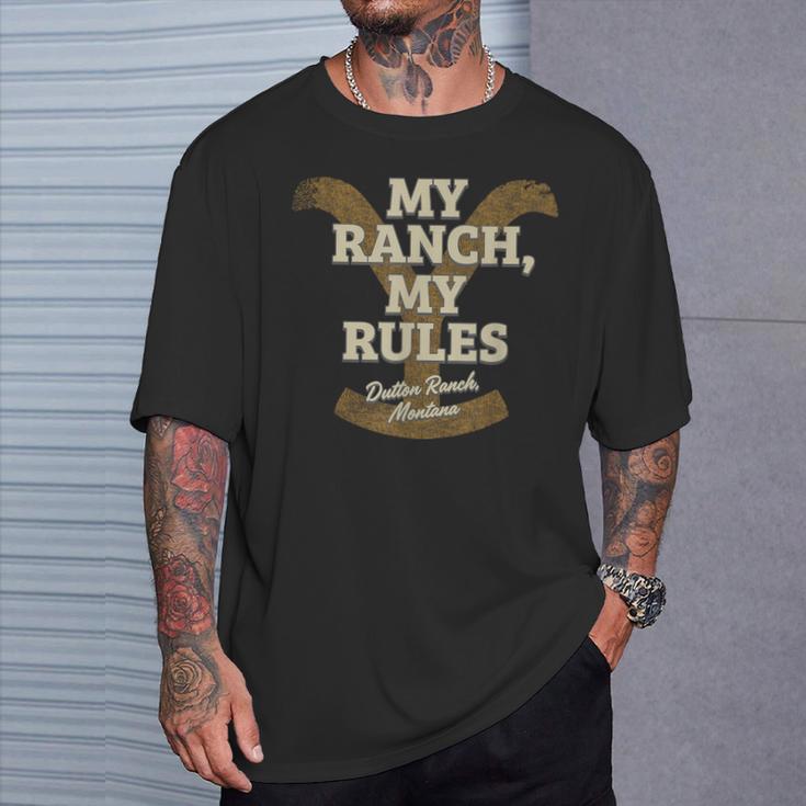 Yellowstone My Ranch My Rules Dutton Ranch Big Chest Logo T-Shirt Geschenke für Ihn