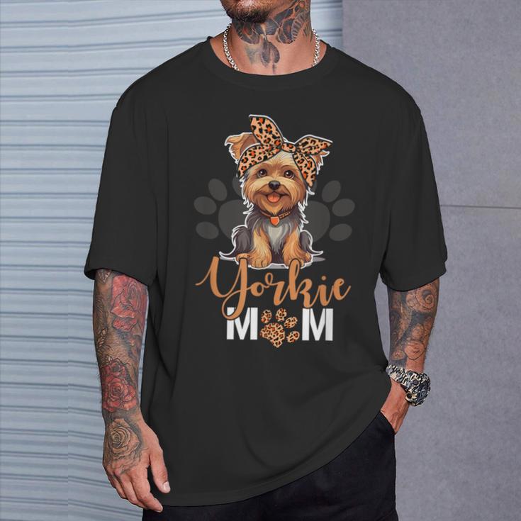 Yorkie Mom Yorkshire Leopard Dog Lovers Día De La Madre Camiseta unisex Regalos para él