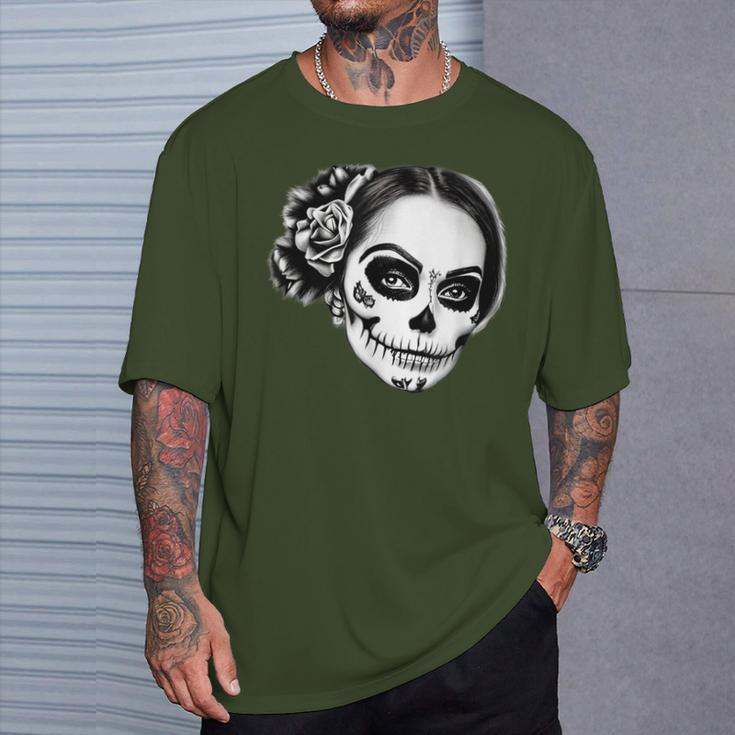 Beautiful La Catrina Santa Muerte Mexican T-Shirt Geschenke für Ihn