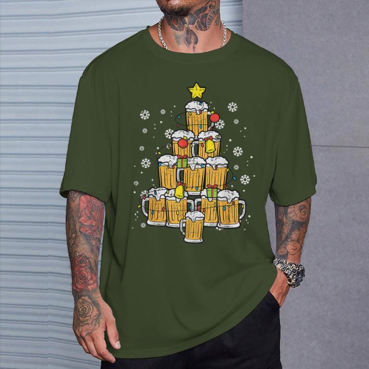 Beer Christmas Pyjamas Christmas Tree Pjs Brew Dad Men T-Shirt Geschenke für Ihn