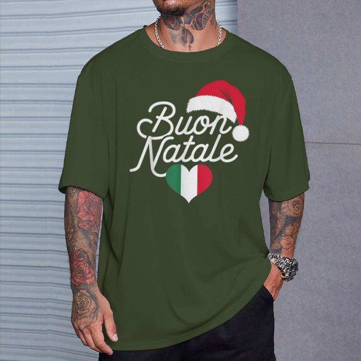 Buon Natale Italian Christmas Christmas Italy Flag Heart T-Shirt Geschenke für Ihn