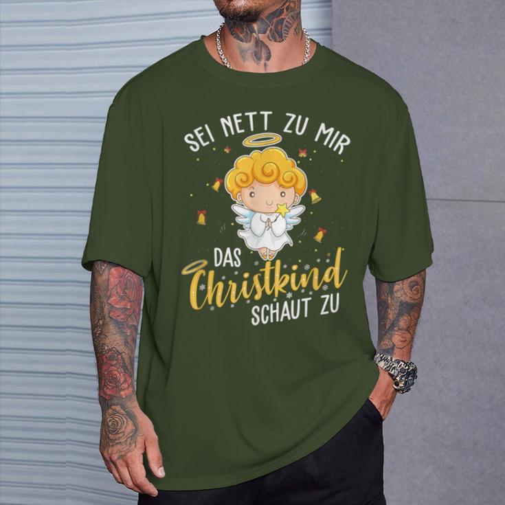 Christkind Schaut Zu Christmas Night Holiday Evening T-Shirt Geschenke für Ihn