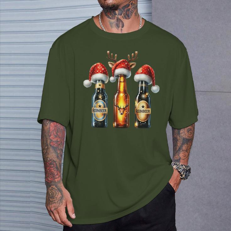 Christmas Beer Bottles With Christmas Hat Beer T-Shirt Geschenke für Ihn