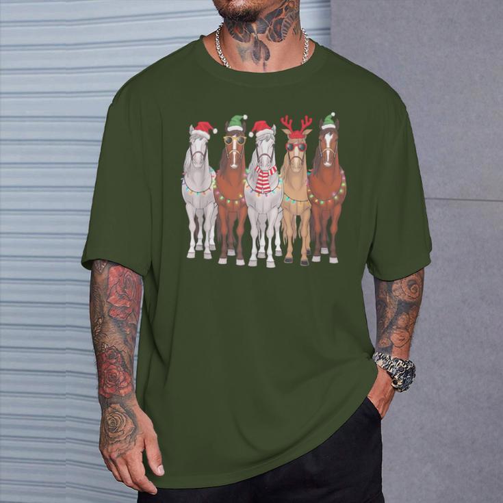 Christmas Horses Winter Pony Riding T-Shirt Geschenke für Ihn