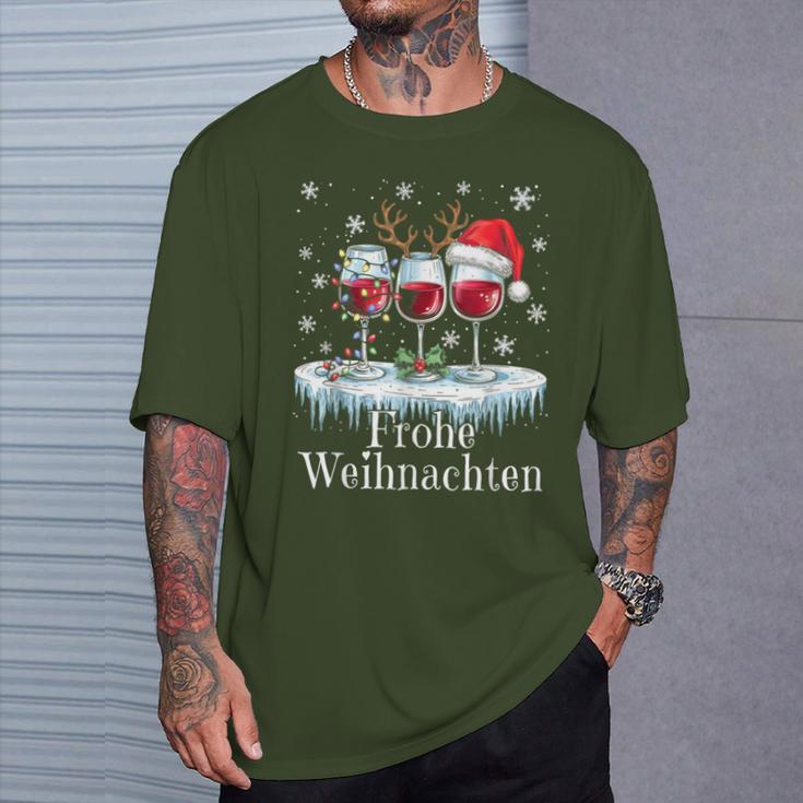 Christmas Red Wine Merry Christmas Reindeer Santa Claus T-Shirt Geschenke für Ihn