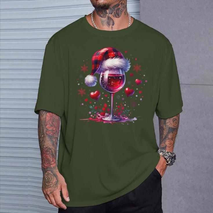 Christmas Red Wine Santa Claus Wine Merry Christmas T-Shirt Geschenke für Ihn