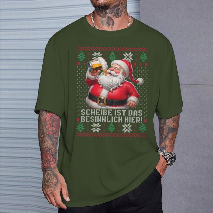 Christmas Santa Beer Scheiße Ist Das Besinnlich Here T-Shirt Geschenke für Ihn